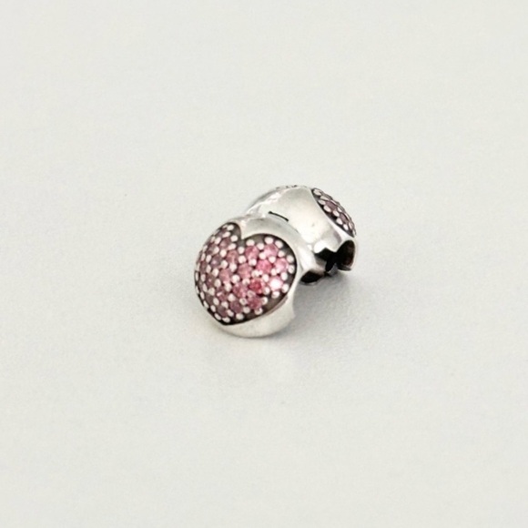 Pandora Pink CZ Sparkly Hearts Love Of My Life Rare Retired Clip Bead Charm - Picture 6 of 7
